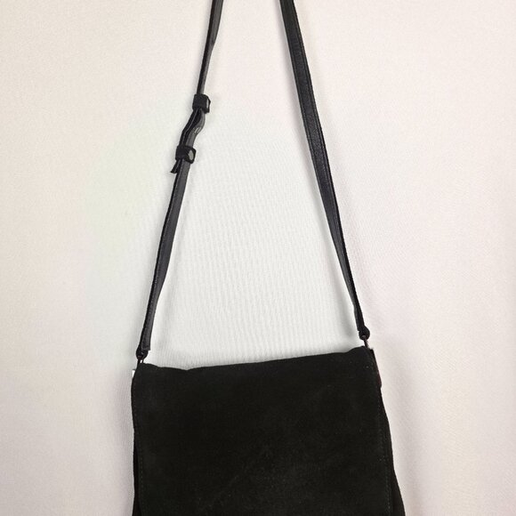 Coletta 90s Vintage Black Suede Flap Bag - Picture 3 of 11